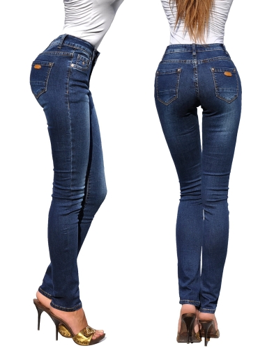 Modne Spodnie Damskie Jeans Denim Klasyczne Dopasowane Kobiece Wiosna Lato Jesień model #3320 FASHIONAVENUE.PL Promocja