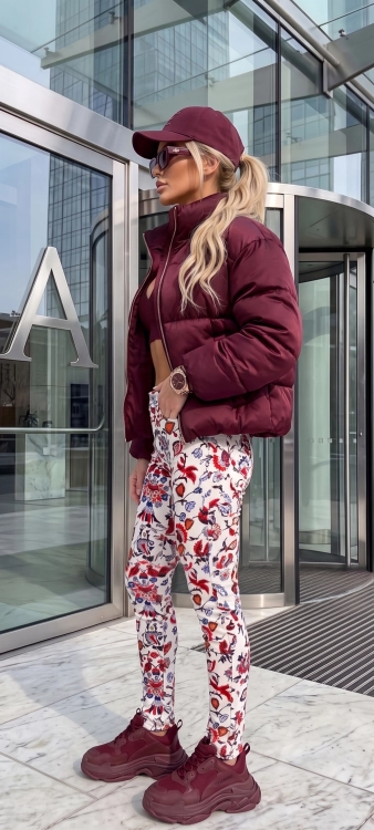 Dopasowane Spodnie Białe we Wzory Etniczne i Roślinne Boho Style #S2356 FASHIONAVENUE.PL