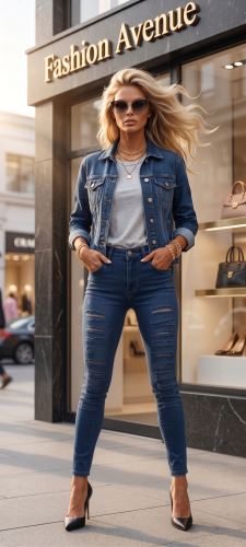 Spodnie Skinny Nacinane Strzępione z Przodu Navy Koronka #G5503-3 FASHIONAVENUE.PL