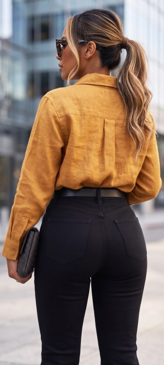 Czarne Jeansy Damskie Push-Up Modelujące Dopasowane Curvy Fit #8048 FASHIONAVENUE.PL