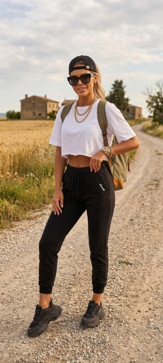 Czarne Joggery Damskie Wygodne Spodnie Dresowe do Tańca i Treningu #GG9897 FASHIONAVENUE.PL