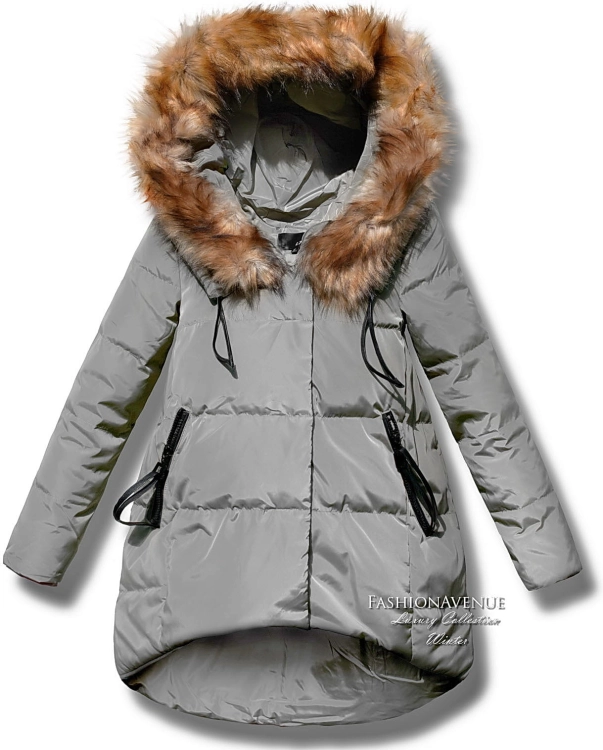 kurtka damska parka ocieplana asymetryczna futerko zamek napy zimowa wiosenna model #104 lewandowska fashionavenue.pl