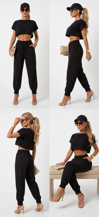 Luźne Spodnie Damskie Szerokie Jogger Pumpki Haremki Alladynki ze Ściągaczem #AB2203 FASHIONAVENUE.PL