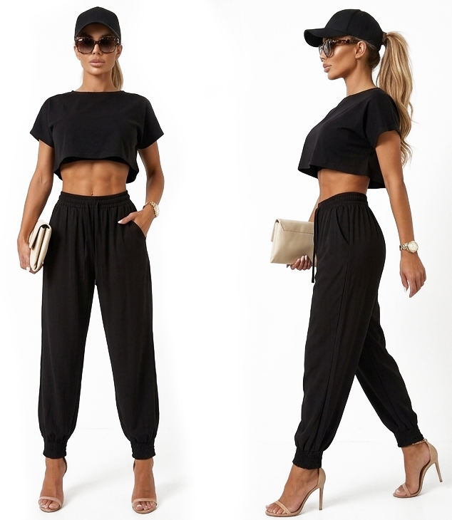 Luźne Spodnie Damskie Szerokie Jogger Pumpki Haremki Alladynki ze Ściągaczem #AB2203 FASHIONAVENUE.PL