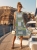 Luźna Wzorzysta Sukienka Letnia Prosta Wzory Boho Etno Patchwork Zielona #FW262-9 FASHIONAVENUE.PL