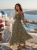Zwiewna Sukienka Hiszpanka Marszczona Kwiaty Łączka Ściągacz Czarna #Q718 FASHIONAVENUE.PL