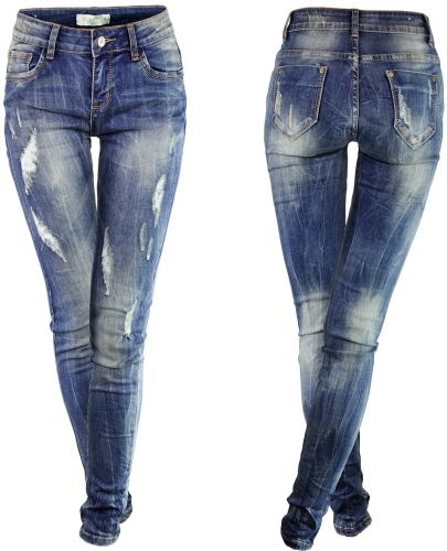 Spodnie Damskie Jeans Slim-Fit SKINNY Przecierane Dekatyzowane Stan Normalny model #S003 na Wiosnę Lato Jesień Zimę w sklepie FASHIONAVENUE.PL 