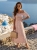 Zwiewna Sukienka Hiszpanka Marszczona Kwiaty Łączka Ściągacz Morelowa #Q718 FASHIONAVENUE.PL
