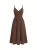 Elegancka Sukienka Midi ze Ściągaczem pod Biustem Kopertowy Dekolt Bawełna Czekoladowa #FW33-49 FASHIONAVENUE.PL