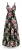 Kwiatowa Zwiewna Sukienka Bawełniana Maxi z Kopertowym Dekoltem w Różane Motywy Czarna #6904 FASHIONAVENUE.PL