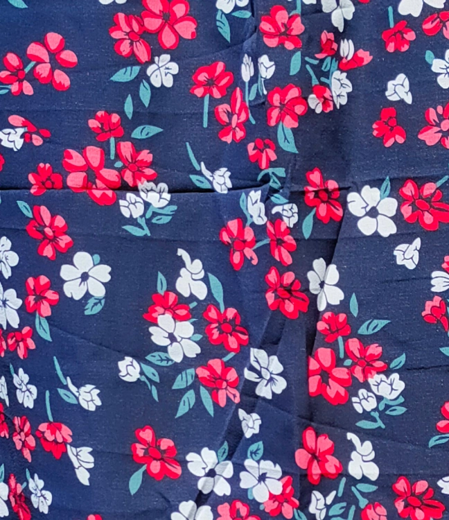 Kwiatowy Komplet Letni Kobiecy Top z Kopertowym Dekoltem i Spódnica Maxi Granat-Czerwony #6636 FASHIONAVENUE.PL