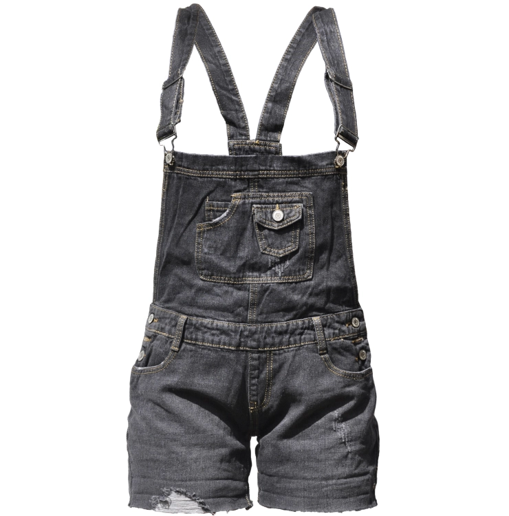 Stylowe Ogrodniczki z Przetarciami Grafitowy Look z Charakterem #H043 FASHIONAVENUE.PL