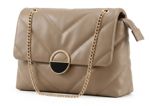 Elegancka Torebka Wizytowa Pikowana z Ozdobnym Zapięciem Beż #3203 FASHIONAVENUE.PL