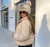 Czapka Zimowa z Cyrkoniami Kryształkami Odpinanym Pomponem Beżowa #H52009 FASHIONAVENUE.PL
