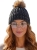 Czapka Zimowa w Warkocze z Puszystym Pomponem Melanż Czarno-Biały #H6979 FASHIONAVENUE.PL