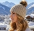 Czapka Zimowa w Warkocze z Puszystym Pomponem Melanż Beżowo-Brązowy #H6979 FASHIONAVENUE.PL