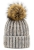 Czapka Zimowa w Warkocze z Puszystym Pomponem Melanż Beżowo-Czarny #H6979 FASHIONAVENUE.PL