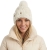 Ciepła Czapka Zimowa z Angorą Futerkiem i Pomponem Biała #CM-98 FASHIONAVENUE.PL