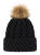 Czapka Zimowa Splot Twist z Mankietem Pompon z Naturalnego Futra Czarna #H79060 FASHIONAVENUE.PL