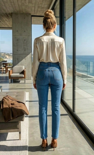 Klasyczne Jeansy Damskie High Waist Proste Nogawki Tradycyjny Denim #S5390 FASHIONAVENUE.PL