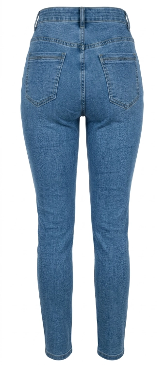 Klasyczne Niebieskie Jeansy Damskie High Waist z Modelującym Przeszyciem Push-Up #S5373 FASHIONAVENUE.PL
