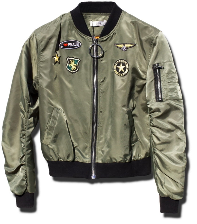 Modna Kurtka Damska Bomberka Bomber Jacket Naszywki Ściągacze Zamek Wiosna Jesień 2018 Nowy Model #123 Promocja w Sklepie FASHIONAVENUE.PL