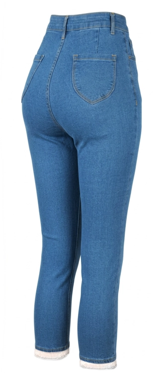 Damskie Jeansy Rybaczki 3/4 Capri PushUp Modelujące z Koronkowym Wykończeniem #C01875 FASHIONAVENUE.PL