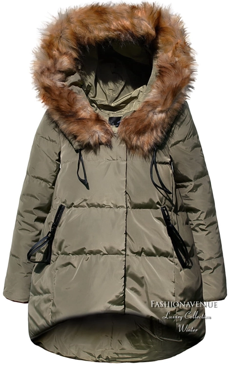 kurtka damska parka ocieplana asymetryczna futerko zamek napy zimowa wiosenna model #104 lewandowska fashionavenue.pl