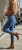 Granatowe Damskie Jeansy Modelujące Pośladki Wysoki Stan & Push-Up Przetarcia #B1328