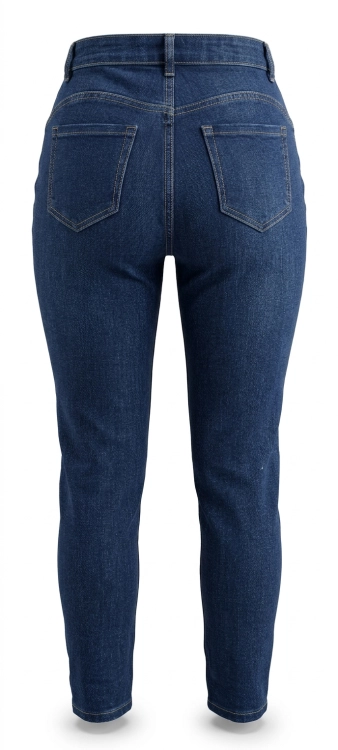 Granatowe Damskie Jeansy Modelujące Pośladki Wysoki Stan & Push-Up Przetarcia #B1328