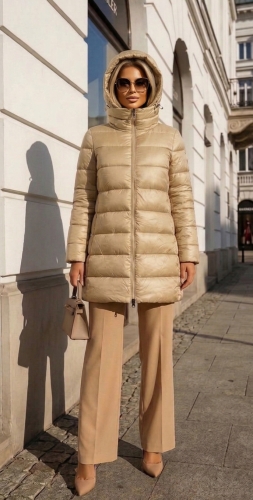 Złota Pikowana Kurtka Zimowa z Wysokim Kołnierzem i Kapturem #1325 FASHIONAVENUE.PL