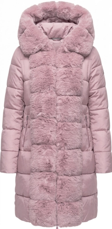 Długa Kurtka Zimowa 2w1 z Odpinanymi Rękawami Kurtka i Kamizelka Róż #P22-7908 FASHIONAVENUE.PL
