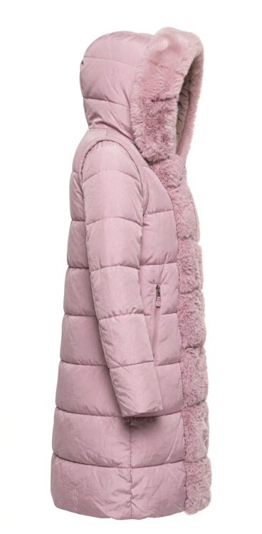 Długa Kurtka Zimowa 2w1 z Odpinanymi Rękawami Kurtka i Kamizelka Róż #P22-7908 FASHIONAVENUE.PL