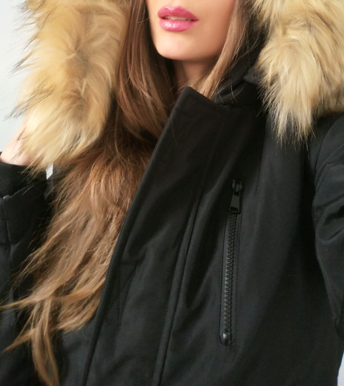 Modna Elegancka Kurtka Damska Ocieplana Kaptur z Futerkiem Jenota Prosta Hit Najnowszy Model na Wiosnę Jesień Zimę 2018 model #119 Promocja w sklepie FASHIONAVNUE