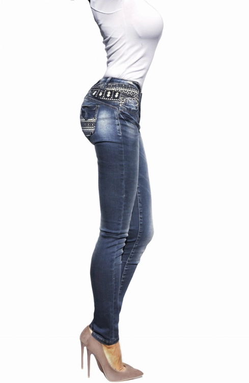 Spodnie Damskie Jeans Denim RURKI Kobiece Azteckie Wzory model #3023 na Wiosnę Lato Jesień Zimę w sklepie FASHIONAVENUE.PL