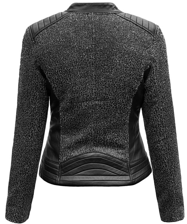 Modna Kurtka Damska Ramoneska Skóra Materiał Melanż Wiosna Jesień Zima 2018 Nowy Model #126 Promocja Hit w Sklepie FASHIONAVENUE.PL