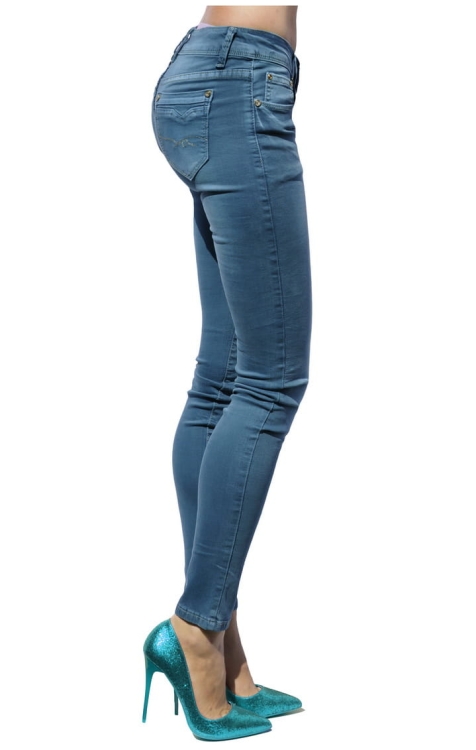 Spodnie Damskie Jeans Denim Morskie SKINNY RURKI Dopasowane Kobiece model #244 na Wiosnę Lato Jesień Zimę w sklepie FASHIONAVENUE.PL