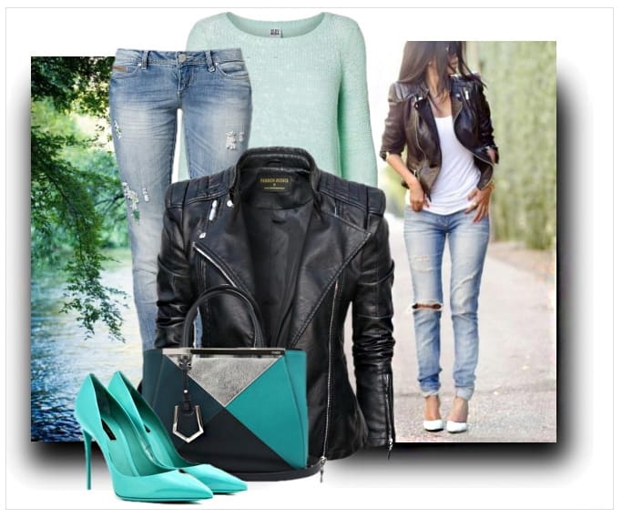 Modna Kurtka Damska Ramoneska Motocyklowa Rockowa Zameczki Przeszycia Wiosna Jesień 2018  Nowy Model #100 Promocja w Sklepie FASHIONAVENUE.PL Moto Biker Jacket