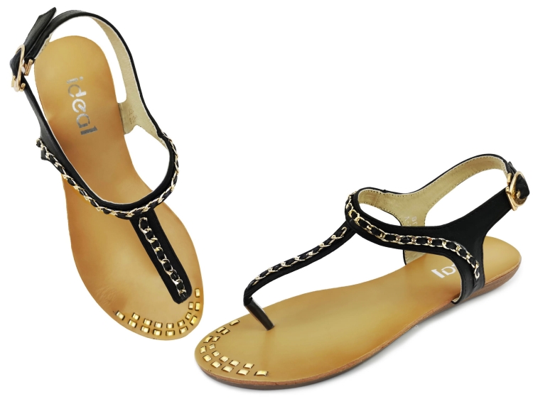 Modne Sandały Klapki Japonki Ozdobione Łańcuszkiem #9821 na Lato w sklepie FASHIONAVENUE.PL Promocja Wyprzedaż