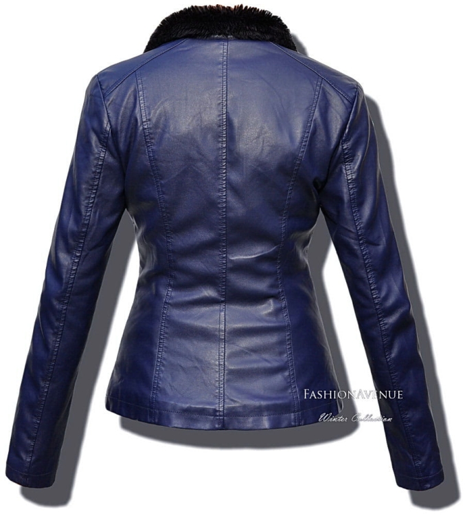 Modna Mięciutka Kurtka Damska Ramoneska Klasyczna ze Skóry Podszyta Kożuszkiem Barankiem na Wiosnę Jesień  2018 Duży kołnierz model #79 Promocja w Sklepie FASHIONAVENUE.PL