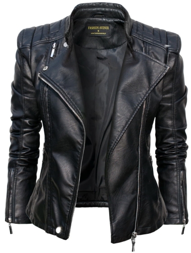 Modna Kurtka Damska Ramoneska Motocyklowa Rockowa Zameczki Przeszycia Wiosna Jesień 2018  Nowy Model #100 Promocja w Sklepie FASHIONAVENUE.PL Moto Biker Jacket