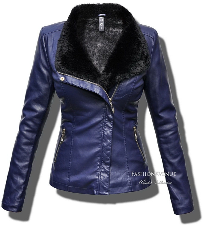 Modna Mięciutka Kurtka Damska Ramoneska Klasyczna ze Skóry Podszyta Kożuszkiem Barankiem na Wiosnę Jesień  2018 Duży kołnierz model #79 Promocja w Sklepie FASHIONAVENUE.PL