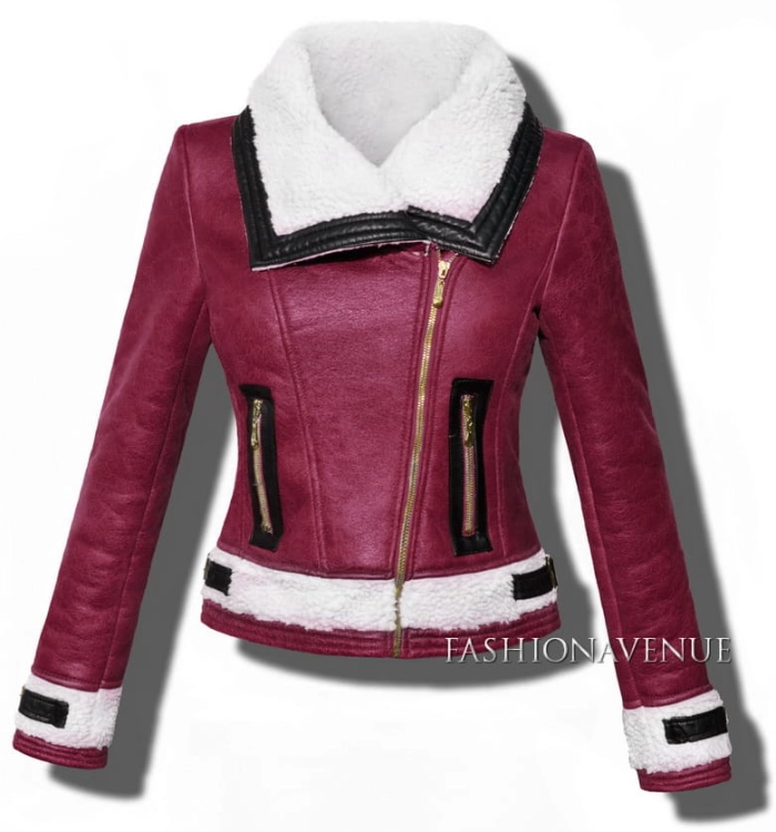 fashionavenue kurtka damska ramoneska bordowy kozuch ramoneska przod model 37_resize.jpg