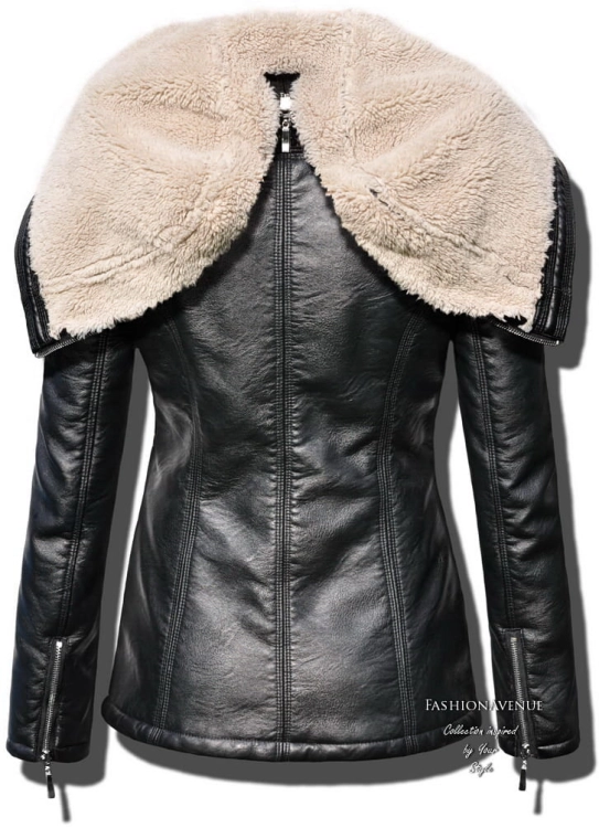 Modna Ekskluzywna Mięciutka Kurtka Damska Parka Ramoneska ze Skóry Podszyta Ciepłym Barankiem Kozuszkiem z Kapturem na Wiosnę Jesień Zimę model #78 Promocja w Sklepie FASHIONAVENUE.PL