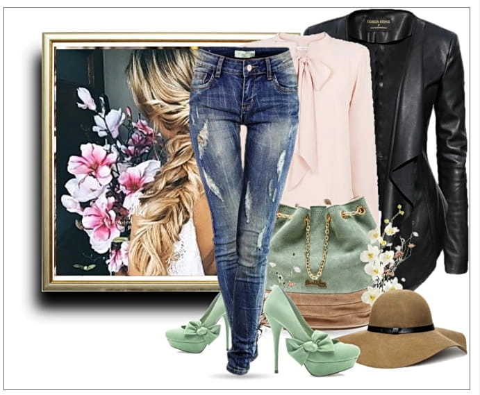 Stylizacja Spodnie Damskie Jeans Slim-Fit SKINNY Przecierane Dekatyzowane Stan Normalny model #S003 na Wiosnę Lato Jesień Zimę w sklepie FASHIONAVENUE.PL 