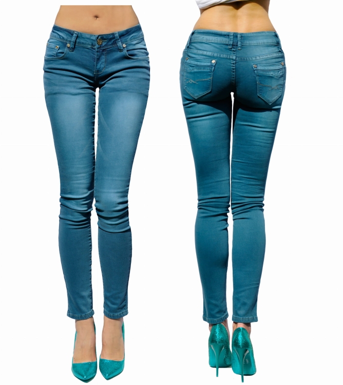 Spodnie Damskie Jeans Denim Morskie SKINNY RURKI Dopasowane Kobiece model #244 na Wiosnę Lato Jesień Zimę w sklepie FASHIONAVENUE.PL