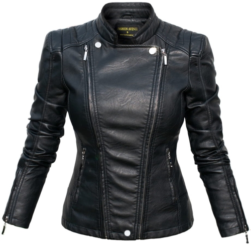 Modna Kurtka Damska Ramoneska Motocyklowa Rockowa Zameczki Przeszycia Wiosna Jesień 2018  Nowy Model #100 Promocja w Sklepie FASHIONAVENUE.PL Moto Biker Jacket