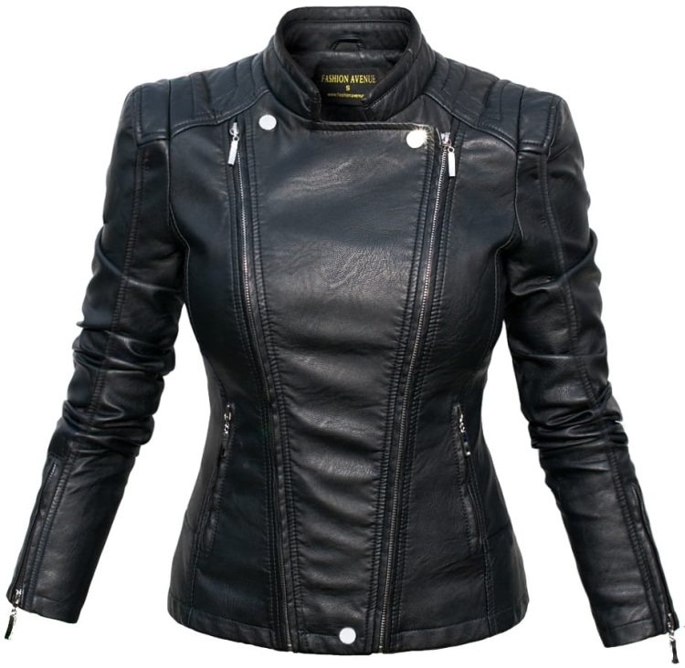 Modna Kurtka Damska Ramoneska Motocyklowa Rockowa Zameczki Przeszycia Wiosna Jesień 2018  Nowy Model #100 Promocja w Sklepie FASHIONAVENUE.PL Moto Biker Jacket